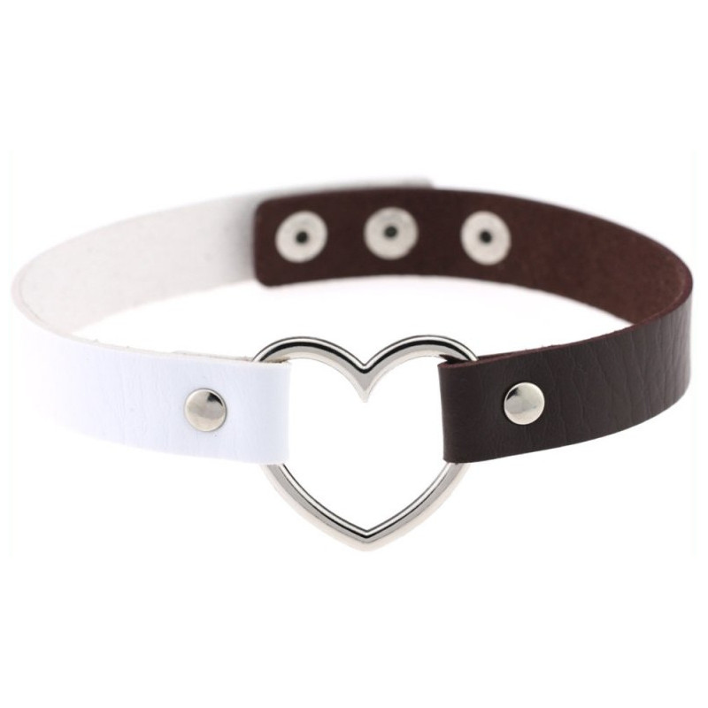 Generique Ras de cou HEART DUO Blanc-Marron